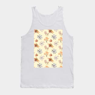 Orange Floral Pattern Tank Top